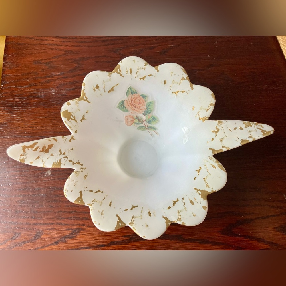 Vintage Arte Murano frosted glass candy dish